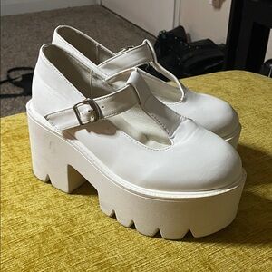 White Platform Mary Jane Shoes